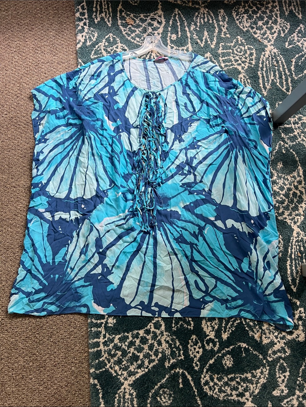 Lilly Pulitzer Light Blue and Navy Striped Tunic Top
